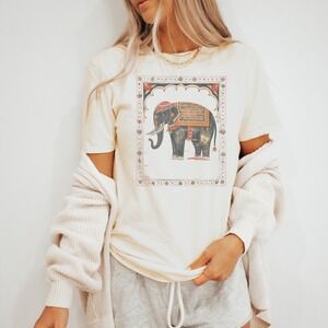 Ornate Ceremonial Elephant Graphic Tee Regal Boho Art
